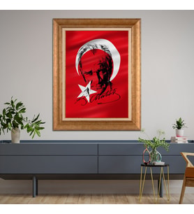 Altın Varaklı Paspartulu Çerçeveli Tablo rv1383