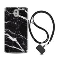 Samsung Note 3 4 5 8 9 20 Ultra 10 Lite Kılıf Boyun Askılı Silikon Siyah Şerit Mermer 1318