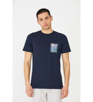 Lacivert Baskılı Bisiklet Yaka Erkek T-Shirt