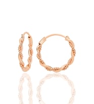 Gümüş rose işlemeli çift burgulu 18 mm halka küpe SGTL12751ROSE