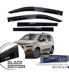 Niken Citroen Berlingo Cam Rüzgarlığı Siyah Kromlu 4'Lü 2018+ Sonrası Uyumlu