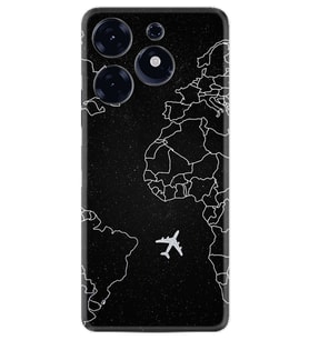 Spark 10 Pro Kılıf Resimli Desenli Silikon Platinium Series Black Plane 1868