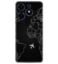 Spark 10 Pro Kılıf Resimli Desenli Silikon Platinium Series Black Plane 1868