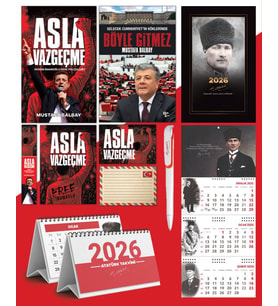 Asla Vazgeçme - Ayraç - Kartpostal - Poster - Böyle Gitmez -  2026 Ajanda Komutan - Gazi Duvar Takvimi - Masa Takvimi
