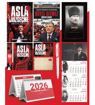 Asla Vazgeçme - Ayraç - Kartpostal - Poster - Böyle Gitmez -  2026 Ajanda Komutan - Gazi Duvar Takvimi - Masa Takvimi