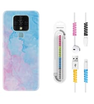 Tecno Camon 16 18P Pova 3 Pova Neo Kılıf Kablo Koruma Spiral Silikon Pink Blue Abstract 1385