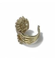 Earcuff Sıkıştırmalı Pirinç Kıkırdak Küpe Baget Taşlı Üç Sıralı Altın Renk
