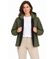 Su Geçirmez Softshell İçi Polar Astarlı Çıkarılabilir Kapüşonlu 4 Cepli Mont Ceket - Haki