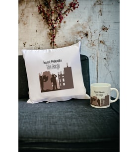 İnşaat Mühendisi Kupa Bardak ve Yastık Set 005 (Beyaz)