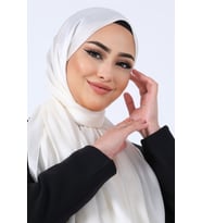 Ekru Harem Scarf Kristal Saten Şal