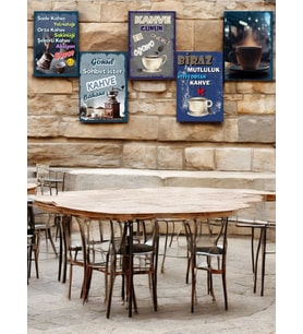 5 Parça (14cmx20cm) Kahve Ruhunu Evlerinize Taşıyan Dekoratif  Mdf Tablo, Kahve Köşesi Tabloları, Duvar Tabloları, Cafe Tabloları, Çerçeve Görünümlü Dekoratif Hediyelik