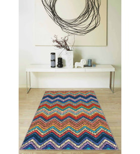 Çok Renkli Colorful Kaymaz Tabanlı Dekoratif Halı RV254 - 100 x 160 cm
