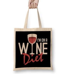 I m On A Wine Diet Cute & Funny Wino Drinking Pun Bez Çanta Uzun Saplı