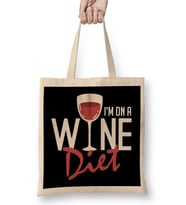 I m On A Wine Diet Cute & Funny Wino Drinking Pun Bez Çanta Uzun Saplı