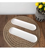 2'li Porselen 25X6 Cm Oval Beyaz Zeytinlik