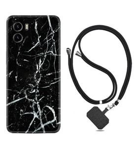 Vivo Y15S Y32 Y33S Y51 Y53S Kılıf Boyun Askılı Silikon Black Marble 3 1382