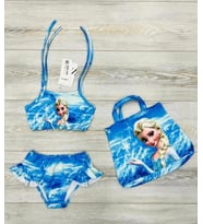 Kız Çocuk 3 Parça Çantalı Bikini 0127 (Mavi)