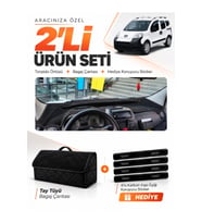 e-biz PEUGEOT BİPPER (2007-2020) Uyumlu Torpido Örtüsü + Tay Tüyü Bagaj Çantası Seti - Siyah - PE020