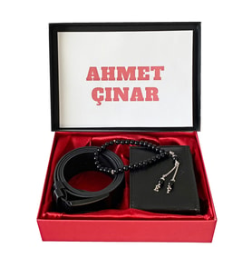 Hediye Set Siyah Cüzdan Kemer Harfli Tesbih