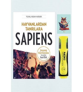 Hayvanlardan Tanrılara: Sapiens - Yuval Noah Harari - Sarı Fosforlu Kalem - Not Defterli Seti (Renksiz)