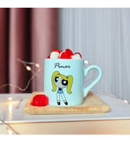 Power Puff Girls ( Bubbles ) Tasarımlı Kişiye Özel Yeşil Türk Kahvesi Fincanı