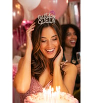 Birthday Queen Taç Metal Taşlı Gümüş Renk Doğum Günü Parti Tacı Kutlama ve Fotoğraf Aksesuarı