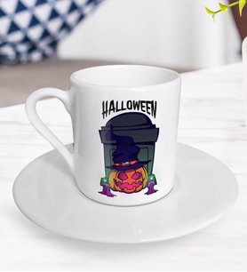 BK Gift Halloween Tasarımlı Türk Kahvesi Fincanı-1