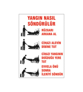 Yangın nasıl söndürülür levha, isg uyarı levhası