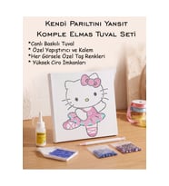 Taşlı Elmas Mozaik Tuval Seti - Balerin Kedi Figürlü