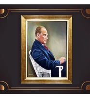 Özel Seri Paspartulu Çerçeveli Atatürk Tablo l769 (Gold)