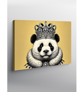 Kanvas Tablo Taçlı Panda Figürü