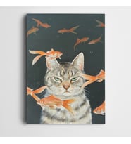 Sinirli Kedi Balıklar Kanvas Tablo