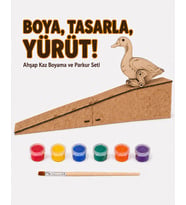 Çocuk Ahşap Hareketli Kaz Boyama Seti – 6 Renk Boya, Fırça ve Kolay Montaj Parkuru