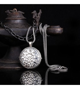 925 Ayar Gümüş Otantik Oval Model Açılır Muska Kabı Kolye