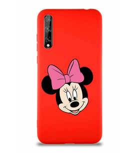 Huawei Y8P Soft Premier Kapak Minnie Mouse-C Tasarımlı Silikon Kılıf - Kırmızı (Şeffaf)