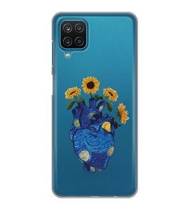 Samsung Galaxy A12 Uyumlu Vincent Van Gogh Kalp Tasarımlı Şeffaf Telefon Kılıfı