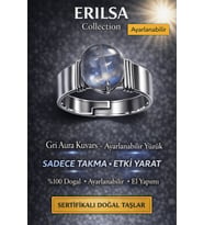 Sertifikalı Gri Aura Kuvars Yüzük Doğal Taş Ayarlanabilir El Yapımı Modern Tasarım (Çok Renkli)