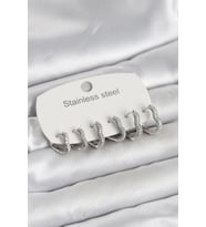 316L Çelik Gümüş Renk 6'lı Set Kalp Form Kadın Küpe TJ-BKP11738