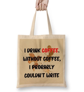 Funny Coffee Drinks Art Lover Gift Quote Bez Çanta Uzun Saplı