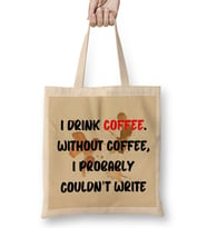 Funny Coffee Drinks Art Lover Gift Quote Bez Çanta Uzun Saplı