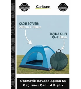 Özel Üretim Kamp Katlanabilir Anti UV Otomatik Havada Açılan Su Geçirmez Çadır 4 Kişilik