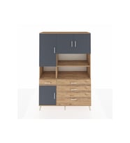 Hyperion Dolap 9 Raflı 4 Çekmeceli 4 Kapaklı 132x44x195 Çam-Antrasit/Çam
