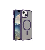 Apple iPhone 15 Uyumlu Kılıf Mat Arka Yüzey Wireless Şarj Özellikli Zore Flet M-safe Kapak (Koyu Mor)