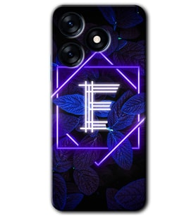 Tecno Spark 10C Kılıf HD Desen Baskılı Kılıf - Dark Neon Yaprak E Harfi