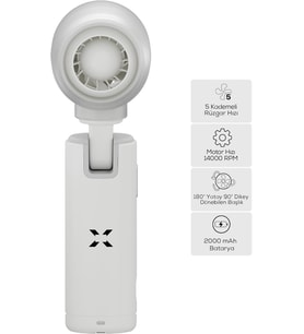 Lexroo El Vantilatörü Taşınabilir 14000 RPM 7 Saat Şarjlı 5 Kademe Mini Fan X6101 (Beyaz)