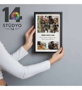 Stüdyo 14 Kişiye Özel 6 Fotoğraflı Çerçeveli Tablo – Fotoğraf , İsim ve Mesaj Özelleştirmeli Dekoratif Hediye
