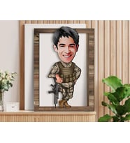 BK Gift Kişiye Özel Asker Karikatürlü 3D Ahşap Tablo, Sevgiliye Hediye, Arkadaşa Hediye, Yıl Dönümü Hediyesi, Doğum Günü Hediyesi-2