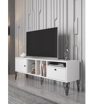 Wood'n Love Cercei 160 Cm Metal Ayaklı Tv Ünitesi - Beyaz / Siyah