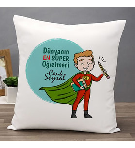 Kişiye Özel Süper Öğretmenin Hediye Kare Yastık