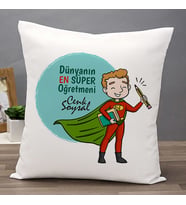 Kişiye Özel Süper Öğretmenin Hediye Kare Yastık